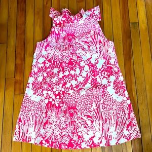 Tuckernuck Blythe bow back dress deep pink and white floral NWOT